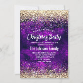 Schattige donker paarse gouden faux glitter kerst kaart (Voorkant)