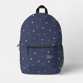 Schattige Donker Paarse Polka Dots Monogram Initia Bedrukte Rugzak