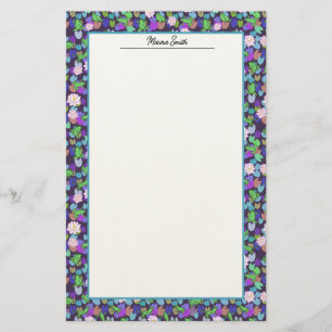 Schattige donkerblauwe en groene kikkers Persoonli Briefpapier