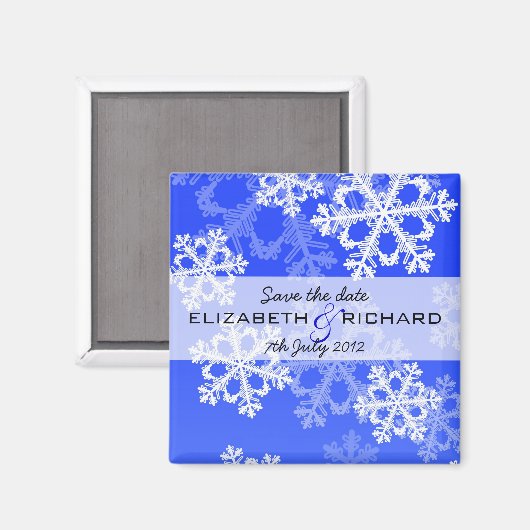 Schattige donkerblauwe en witte Kerstsneeuwvlokken Magneet (Voorkant / Achterkant)