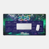 Schattige donkergroen paarse faux glitter monogram bureaumat (Keyboard & Muis)