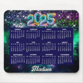 Schattige donkergroen paarse faux glitter monogram muismat (Voorkant)