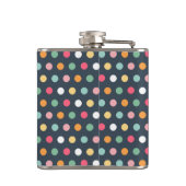 Schattige, donkerkleurige monogram polka-stippen heupfles (Achterkant)