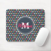 Schattige, donkerkleurige monogram polka-stippen muismat (Met muis)