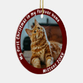 Schattige donkerrood mijn eerste kerstdier keramisch ornament (Rechts)