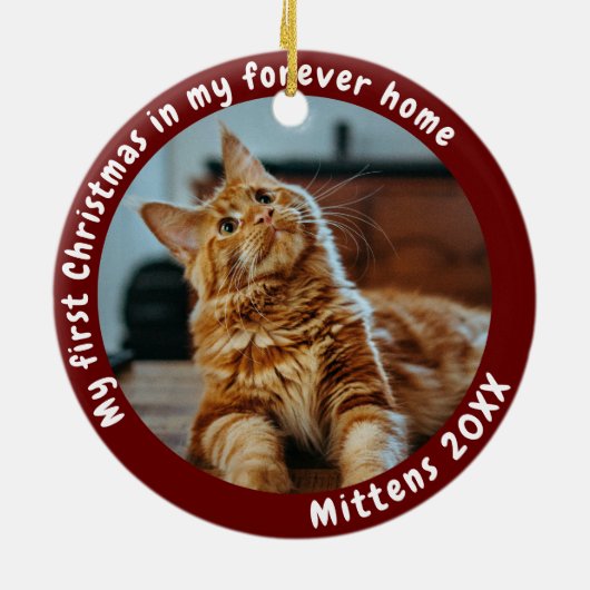 Schattige donkerrood mijn eerste kerstdier keramisch ornament (Achterkant)