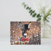 Schattige Donkey Christmas Holiday Briefkaart (Staand voorkant)