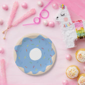 Schattige donut (blauw) papieren bordje (Feest)