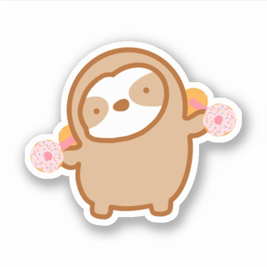 Schattige Donut Gym Workout Luiaard Sticker (Voorkant)