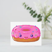 schattige donut kawaii briefkaart (Staand voorkant)