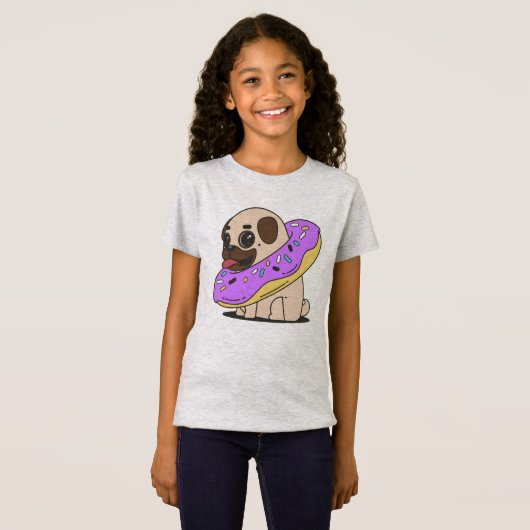 Schattige Donut Pug T-shirt (Voorkant volledig)