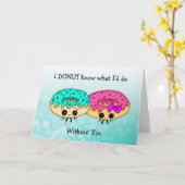 Schattige Donut Pun, Ik hou van je, Romantisch ste Kaart (Gele Bloem)