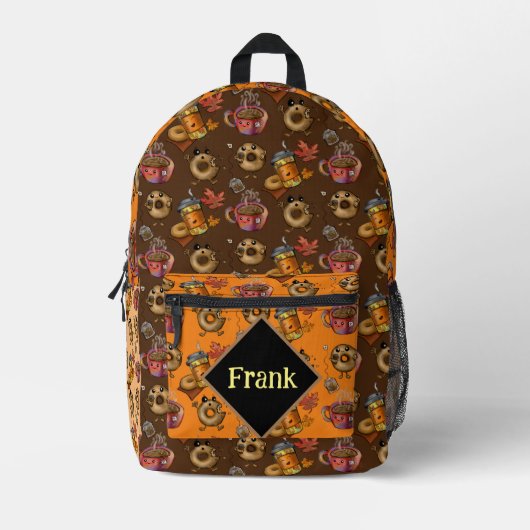 Schattige donuts en thee bedrukte rugzak (Voorkant)