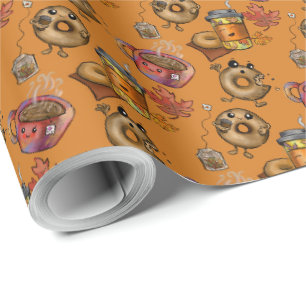 Schattige donuts en thee cadeaupapier