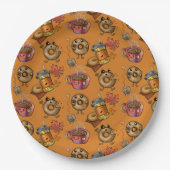 Schattige donuts en thee papieren bordje (Voorkant)