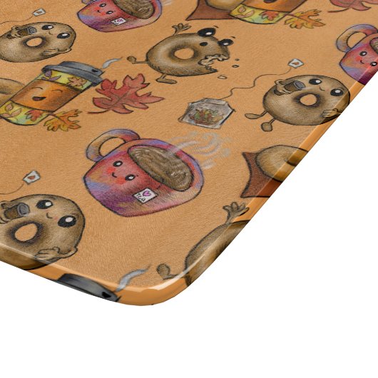 Schattige donuts en thee snijplank (Hoek)