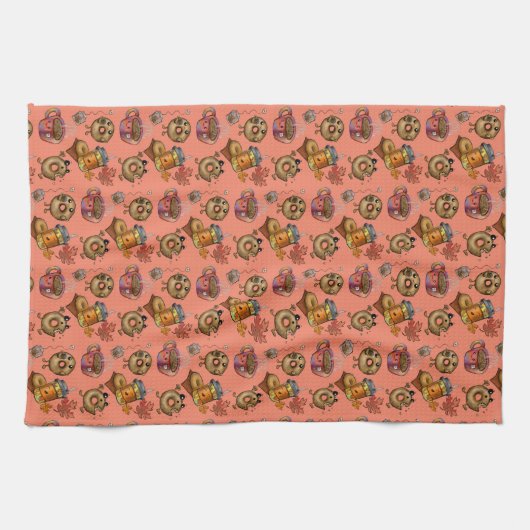 Schattige donuts en thee theedoek (Horizontaal)