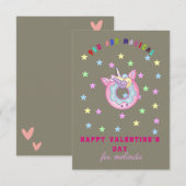 schattige donuts unicorn Valentijnsdag Notitiekaartje (Voorkant / Achterkant)
