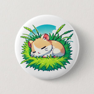 Schattige donzige hamster die rustig slaapt ronde button 5,7 cm