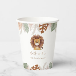 Schattige donzige leeuwenverjaardag papieren bekers