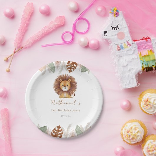 Schattige donzige leeuwenverjaardag papieren bordje (Feest)