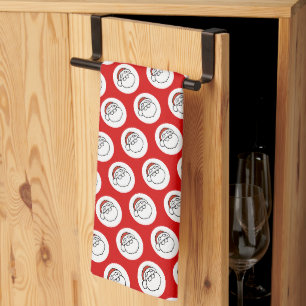 Schattige Doodle Art Kerstman op Rood Theedoek