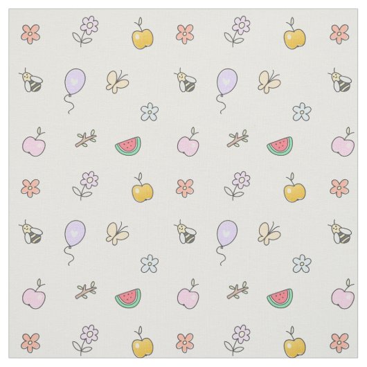 Schattige Doodle Bee Flower Pattern Stof (Swatch)
