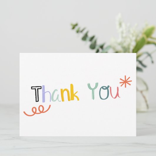 SCHATTIGE DOODLE EXTREME-LETTERTYPE BEDANKKAART (Staand voorkant)