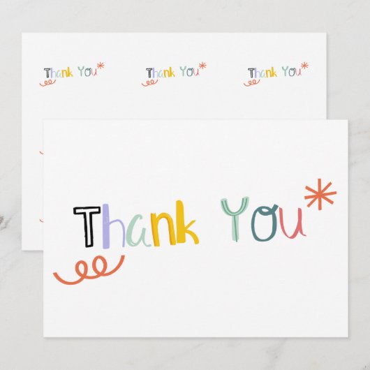 SCHATTIGE DOODLE EXTREME-LETTERTYPE BEDANKKAART (Voorkant / Achterkant)