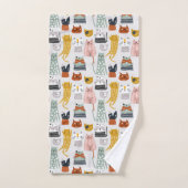 Schattige Doodle Hand getrokken kattenpatroon Bad Handdoek (Handdoek)