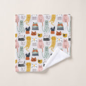 Schattige Doodle Hand getrokken kattenpatroon Bad Handdoek (Wasdoekje)