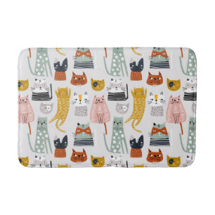 Schattige Doodle Hand getrokken kattenpatroon Badmat