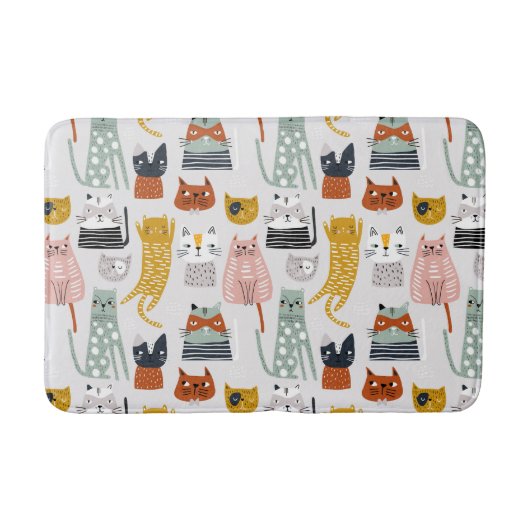 Schattige Doodle Hand getrokken kattenpatroon Badmat (Voorkant)