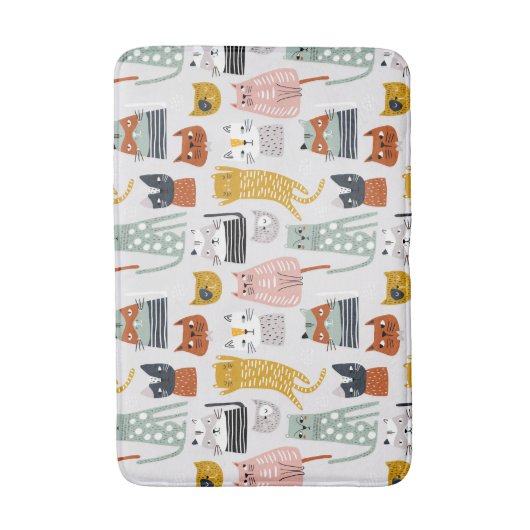 Schattige Doodle Hand getrokken kattenpatroon Badmat (Voorkant Verticaal)