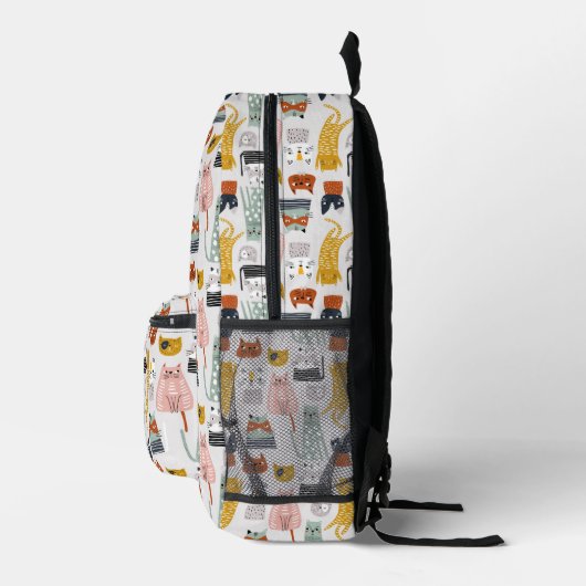 Schattige Doodle Hand getrokken kattenpatroon Bedrukte Rugzak (Rechts)