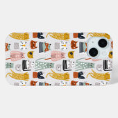 Schattige Doodle Hand getrokken kattenpatroon Case-Mate iPhone Case (Achterkant (horizontaal))