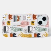 Schattige Doodle Hand getrokken kattenpatroon Case-Mate iPhone Case (Achterkant (horizontaal))