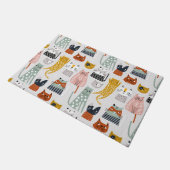 Schattige Doodle Hand getrokken kattenpatroon Deurmat (Schuin)