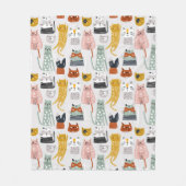 Schattige Doodle Hand getrokken kattenpatroon Fleece Deken (Voorkant)