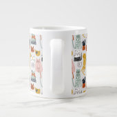 Schattige Doodle Hand getrokken kattenpatroon Grote Koffiekop (Achterkant)