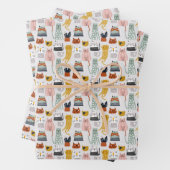 Schattige Doodle Hand getrokken kattenpatroon Inpakpapier Vel (In situ)