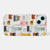 Schattige Doodle Hand getrokken kattenpatroon iPhone 15 Case (Achterkant horizontaal)