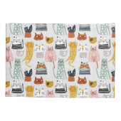 Schattige Doodle Hand getrokken kattenpatroon Kussensloop (Achterkant-Links)