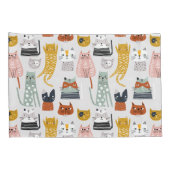 Schattige Doodle Hand getrokken kattenpatroon Kussensloop (Achterkant-Rechts)