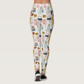 Schattige Doodle Hand getrokken kattenpatroon Leggings (Achterkant)