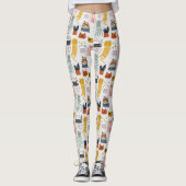 Schattige Doodle Hand getrokken kattenpatroon Leggings (Voorkant)