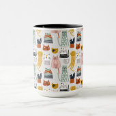 Schattige Doodle Hand getrokken kattenpatroon Mok (Midden)