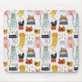 Schattige Doodle Hand getrokken kattenpatroon Muismat (Voorkant)