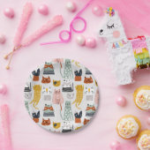 Schattige Doodle Hand getrokken kattenpatroon Papieren Bordje (Feest)