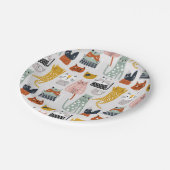 Schattige Doodle Hand getrokken kattenpatroon Papieren Bordje (Gekanteld)